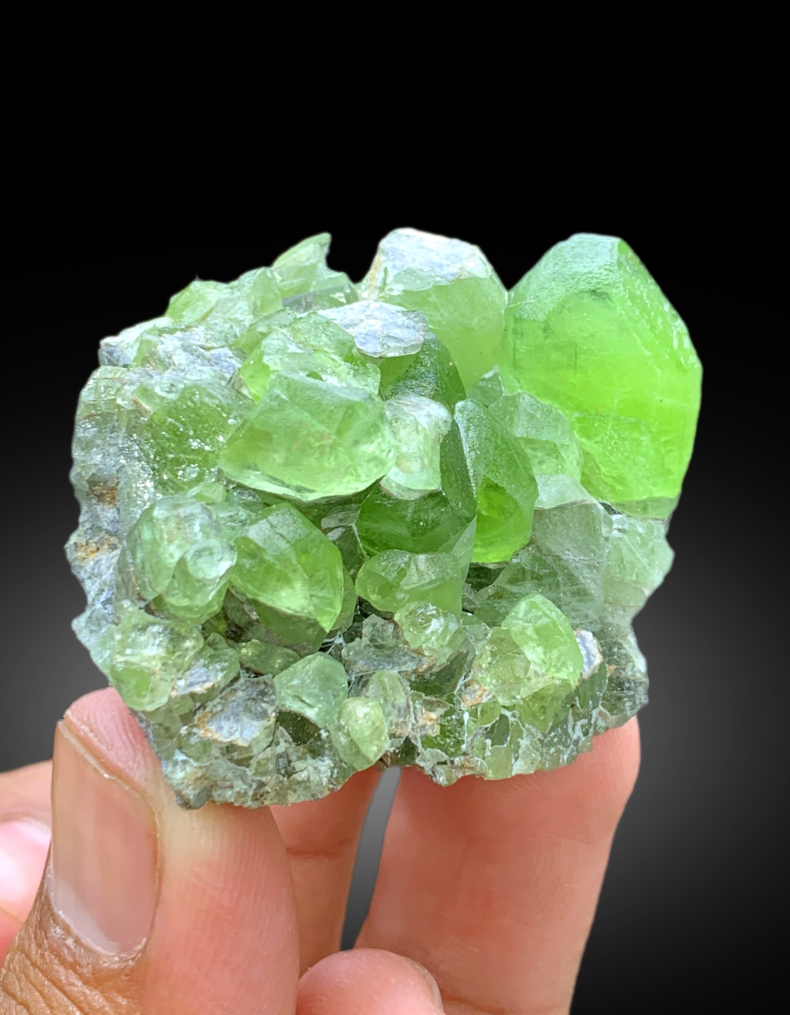 Lush Green Peridot Cluster, Peridot Crystals, Raw Mineral, Peridot Specimen - 63 gram