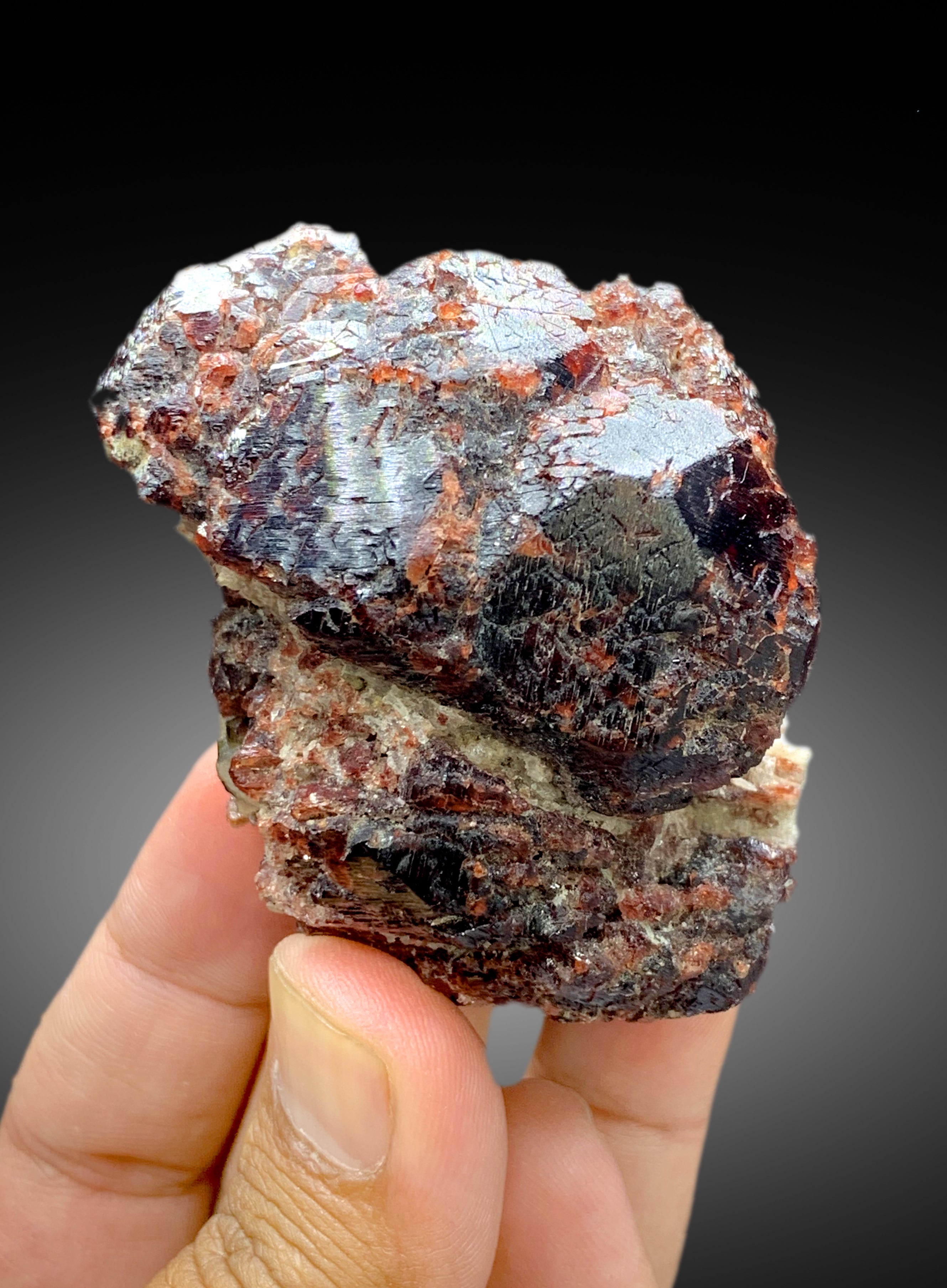 Red Color Spessartine Garnet Crystal from Roundu Mine Gilgit Pakistan - 203 gram