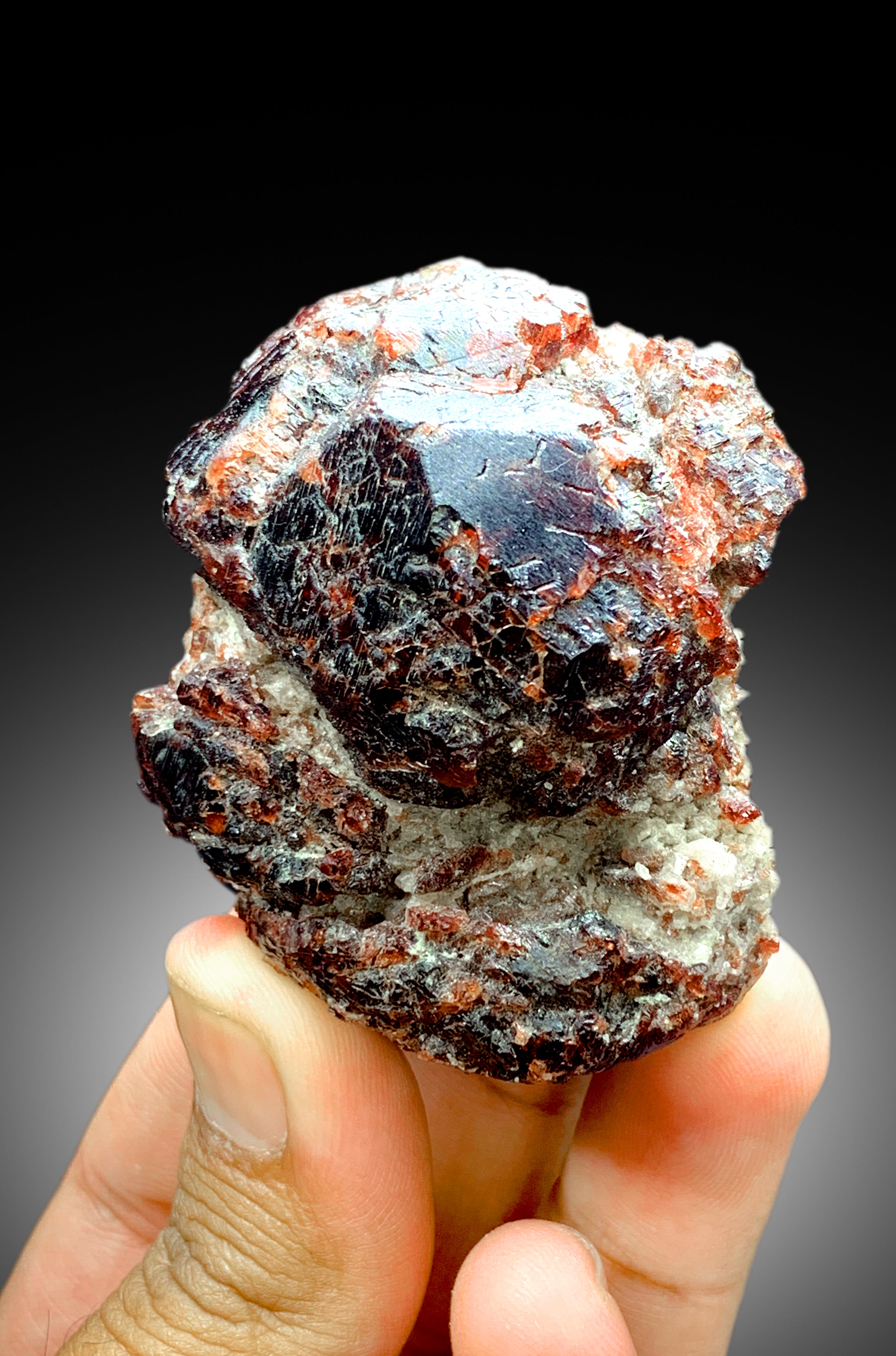 Red Color Spessartine Garnet Crystal from Roundu Mine Gilgit Pakistan - 203 gram