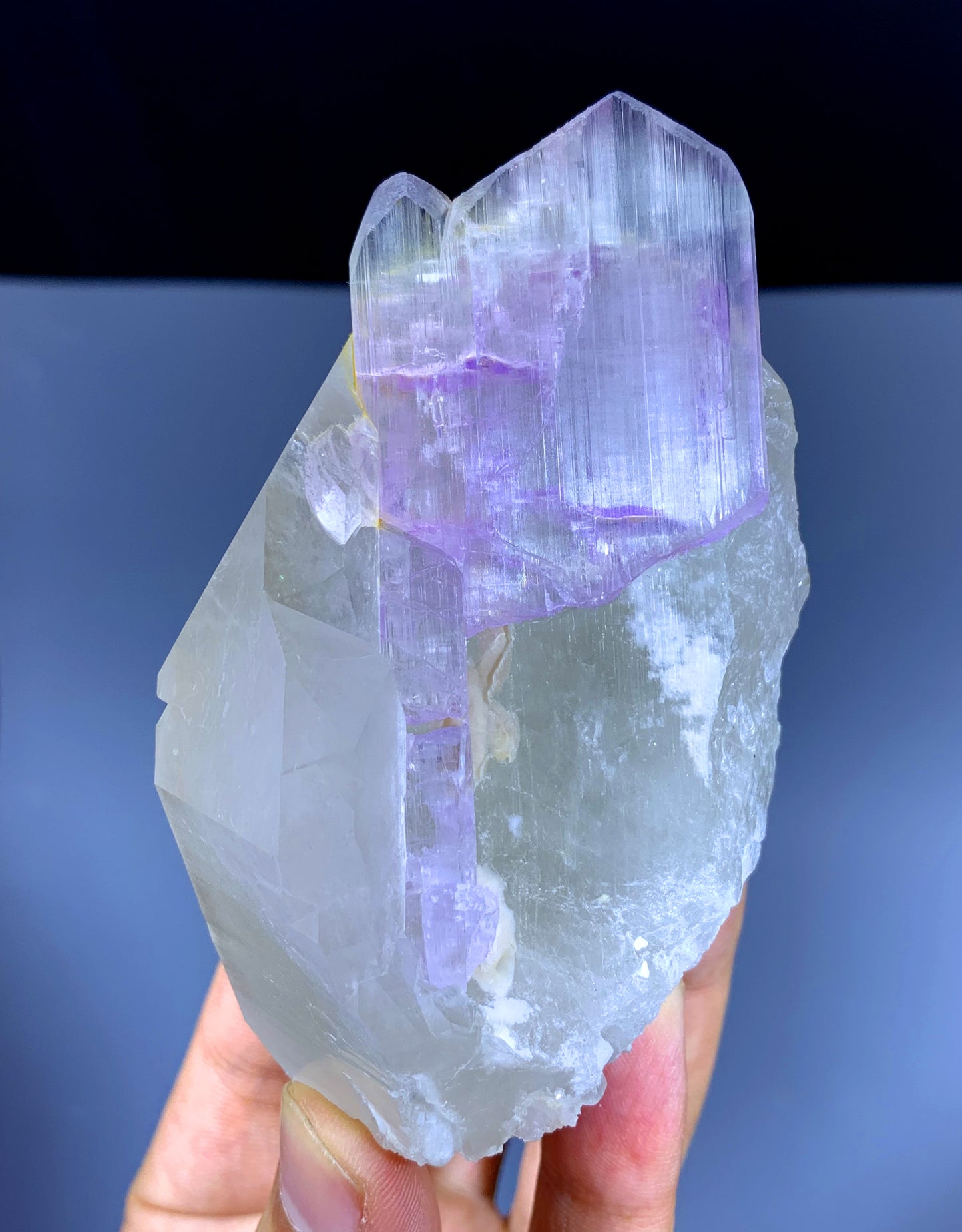 Natural Bicolor Kunzite on Quartz from Afghanistan - 317 gram