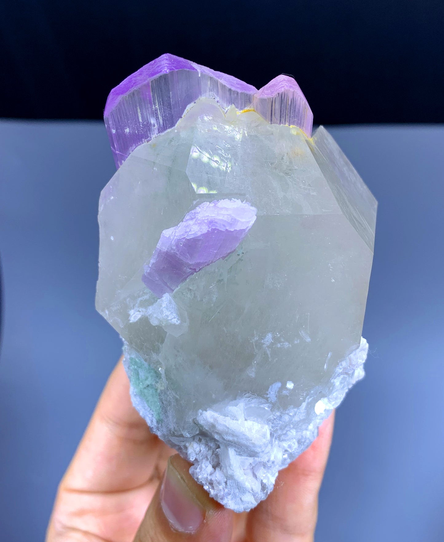 Natural Bicolor Kunzite on Quartz from Afghanistan - 317 gram