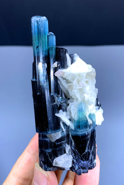Blue Cap Tourmaline with Albite from Paprok Afghanistan - 150 gram