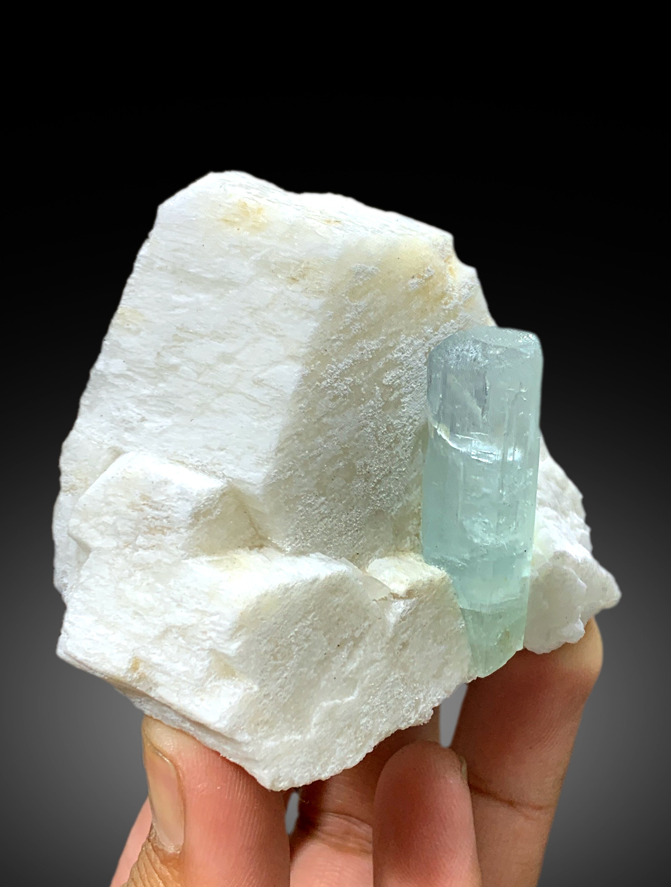 Sky Blue Color Aquamarine Crystal on Feldspar from Shigar valley Skardu Pakistan - 210 gram