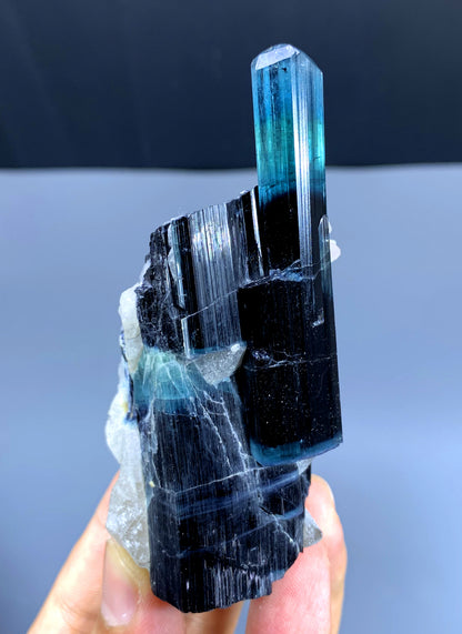 Blue Cap Tourmaline with Albite from Paprok Afghanistan - 150 gram