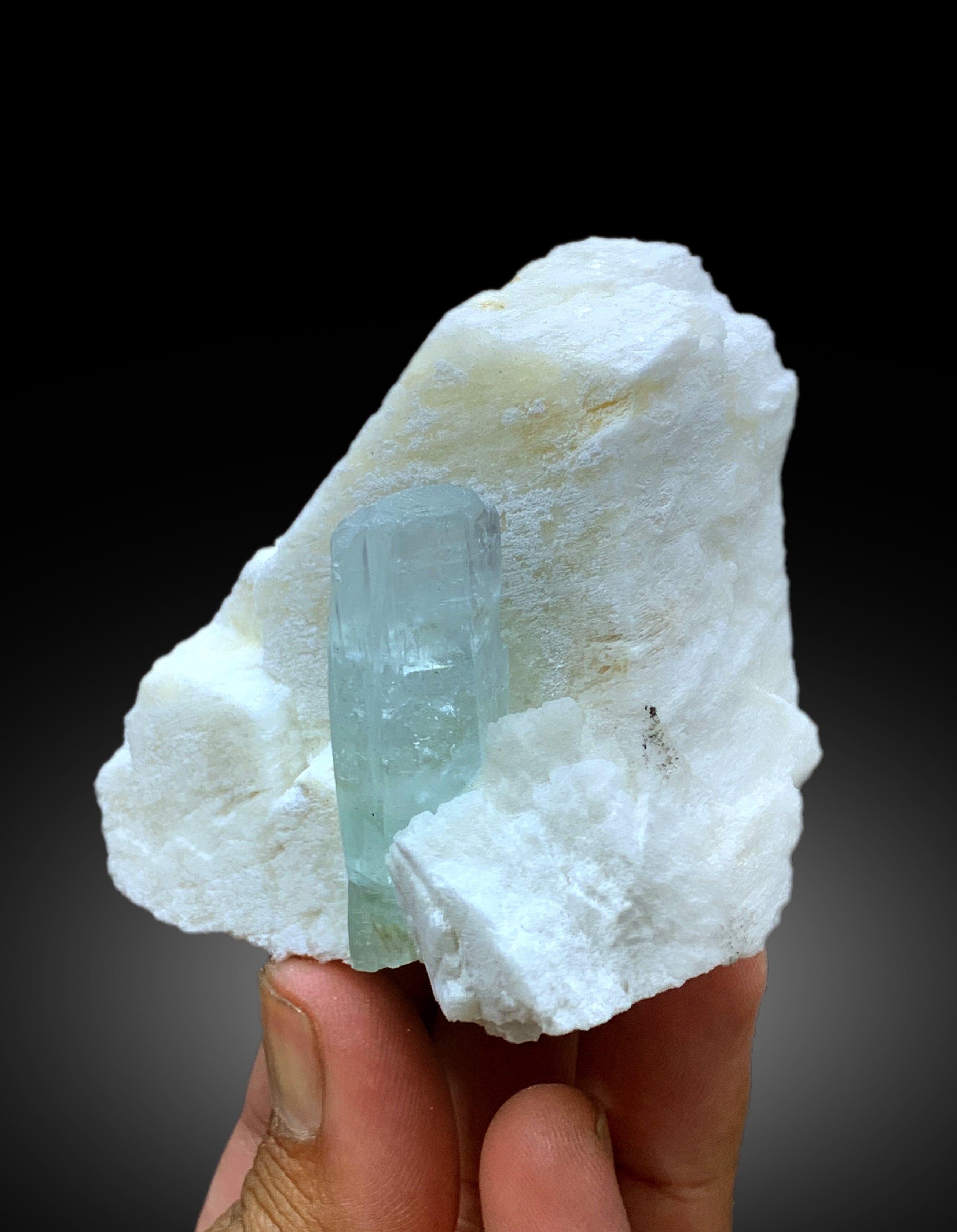 Sky Blue Color Aquamarine Crystal on Feldspar from Shigar valley Skardu Pakistan - 210 gram