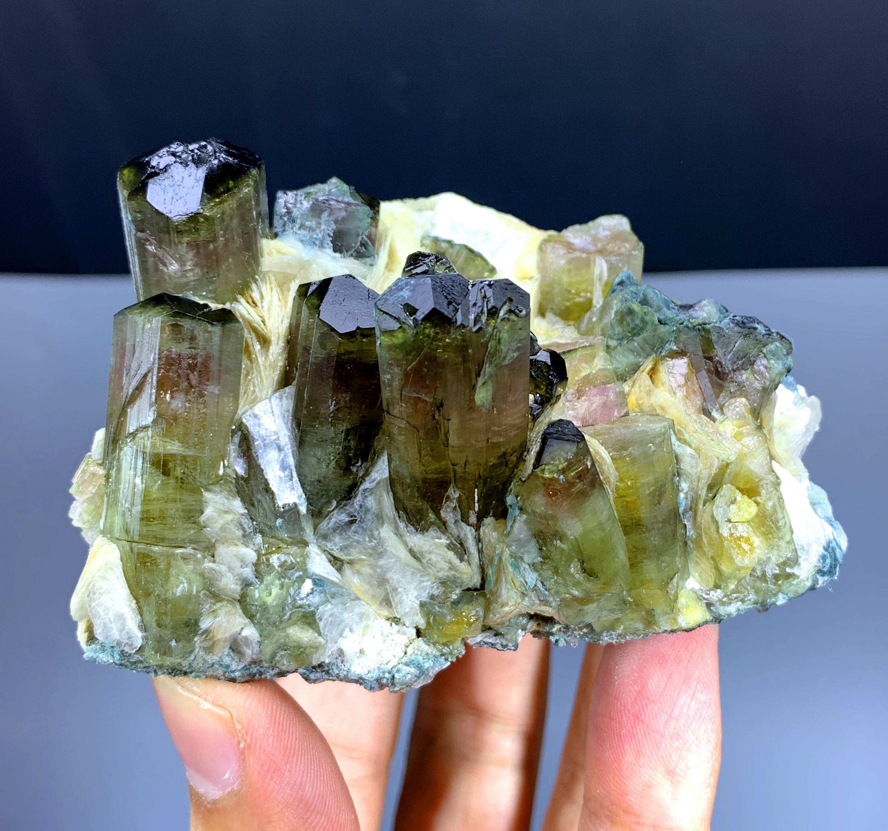 Bicolor Tourmaline Crystals on Albite from Afghanistan - 294 gram