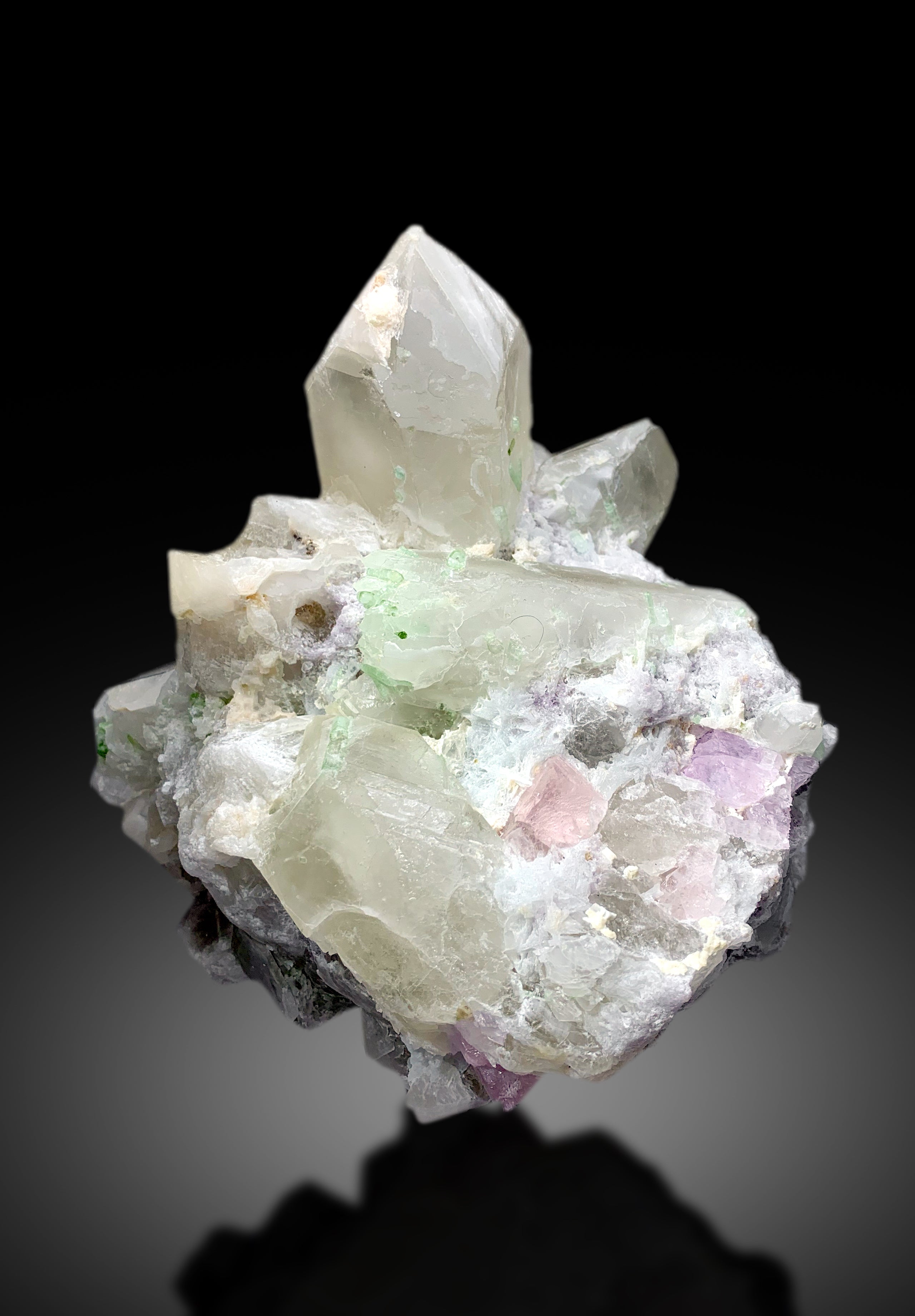 Natural Pink Color Morganite with Kunzites, Quartz Green Tourmalines and Lepidolite Combo Specimen, Pink Kunzite, Fine Mineral - 6350 gram