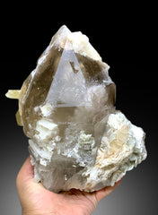 Spodumene var Triphane Crystals on Smoky Quartz from Afghanistan - 5140 gram