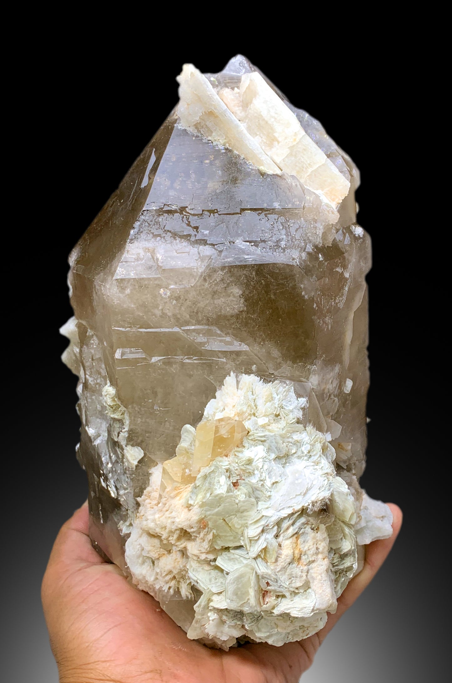 Spodumene var Triphane Crystals on Smoky Quartz from Afghanistan - 5140 gram
