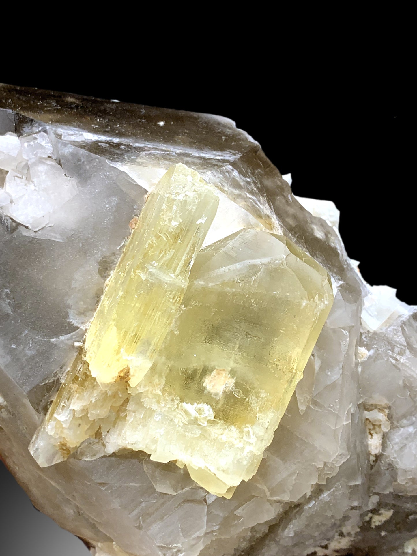 Spodumene var Triphane Crystals on Smoky Quartz from Afghanistan - 5140 gram