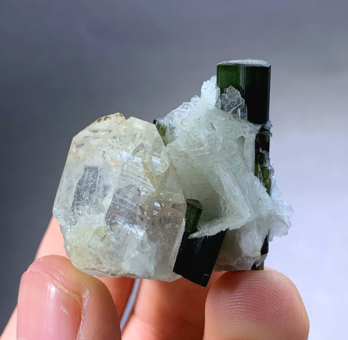 Green Cap Tourmaline Crystal With Albite And Quartz From Afghanistan - 21 Grams
