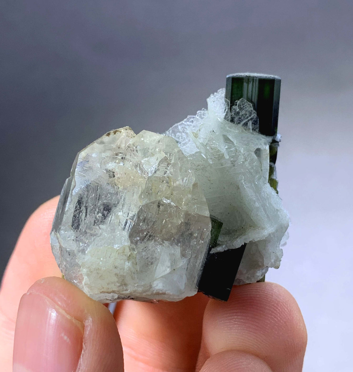 Green Cap Tourmaline Crystal With Albite And Quartz From Afghanistan - 21 Grams