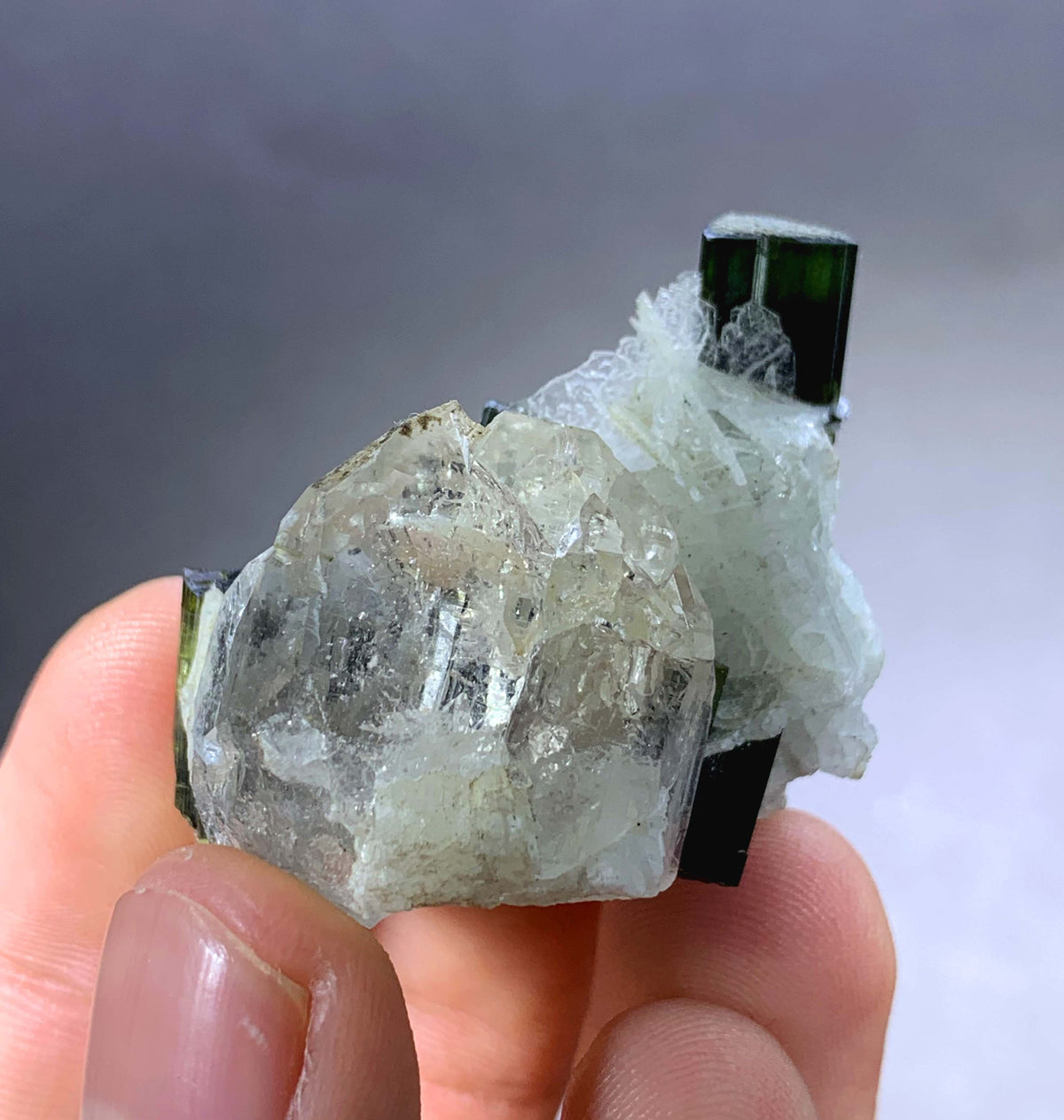 Green Cap Tourmaline Crystal With Albite And Quartz From Afghanistan - 21 Grams
