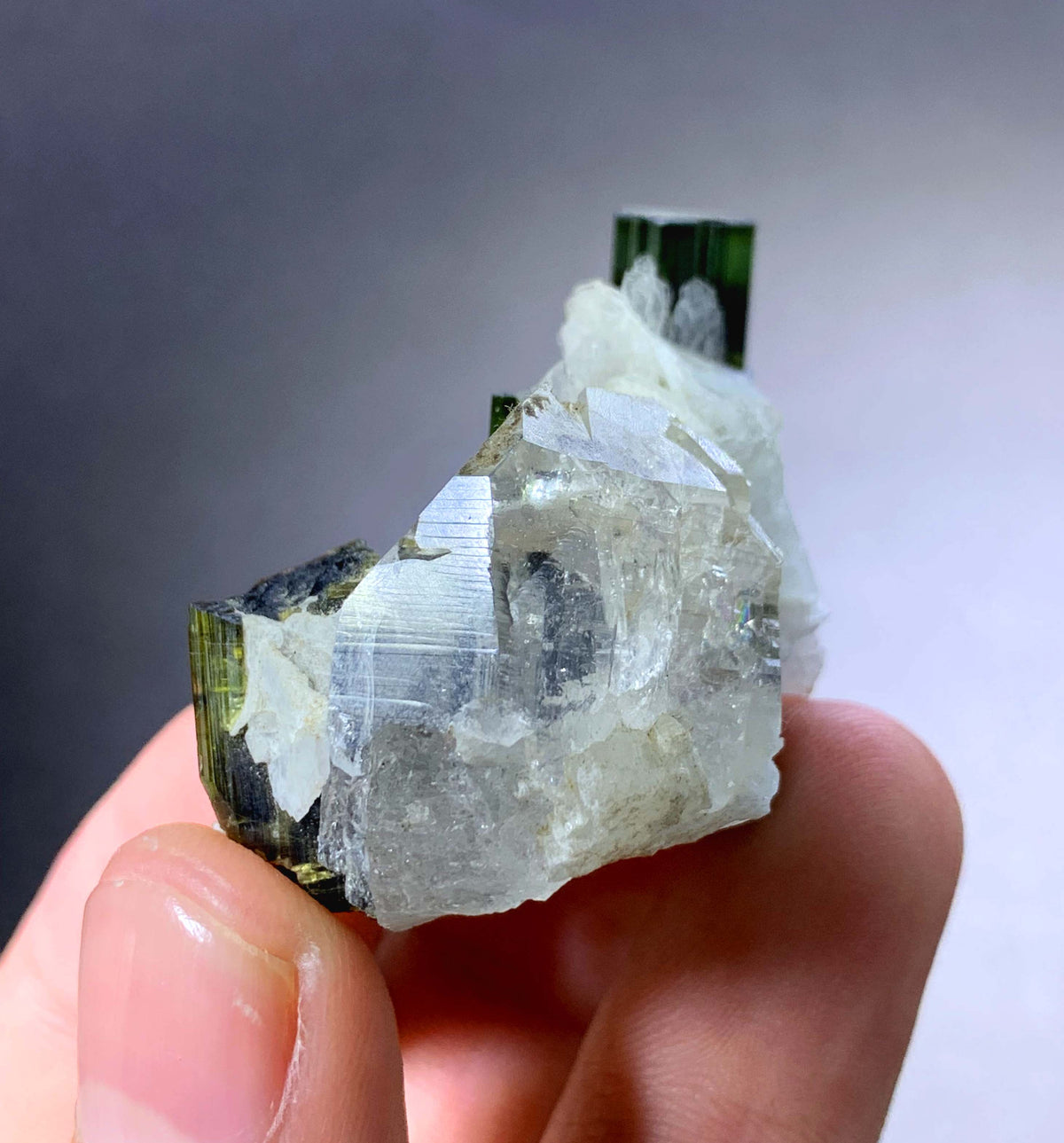 Green Cap Tourmaline Crystal With Albite And Quartz From Afghanistan - 21 Grams