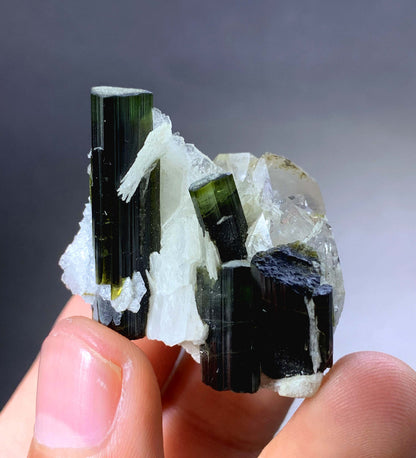 Green Cap Tourmaline Crystal With Albite And Quartz From Afghanistan - 21 Grams