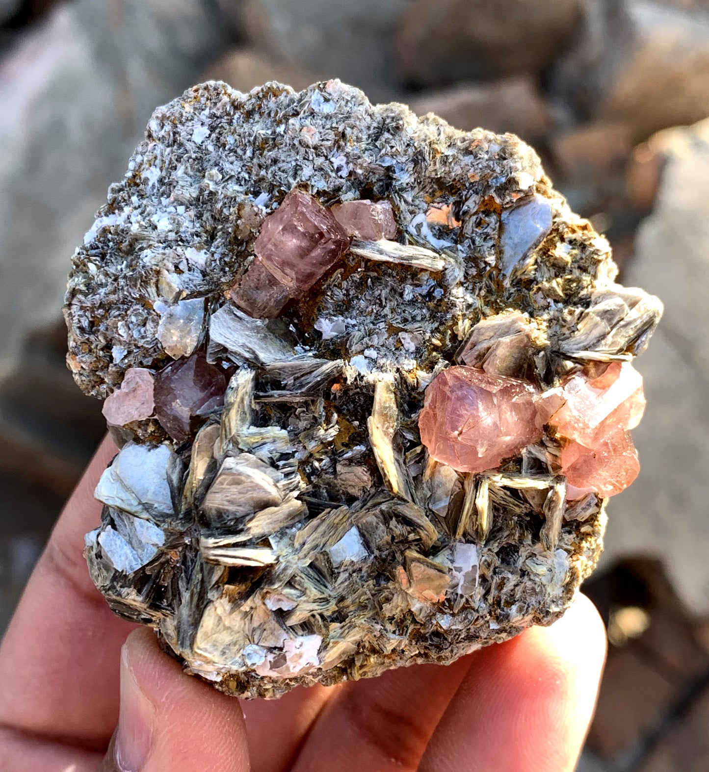 Natural Pink Color Apatite Crystals with Mica, Apatite Specimen, Raw Mineral, Apatite from Skardu Pakistan - 184 gram
