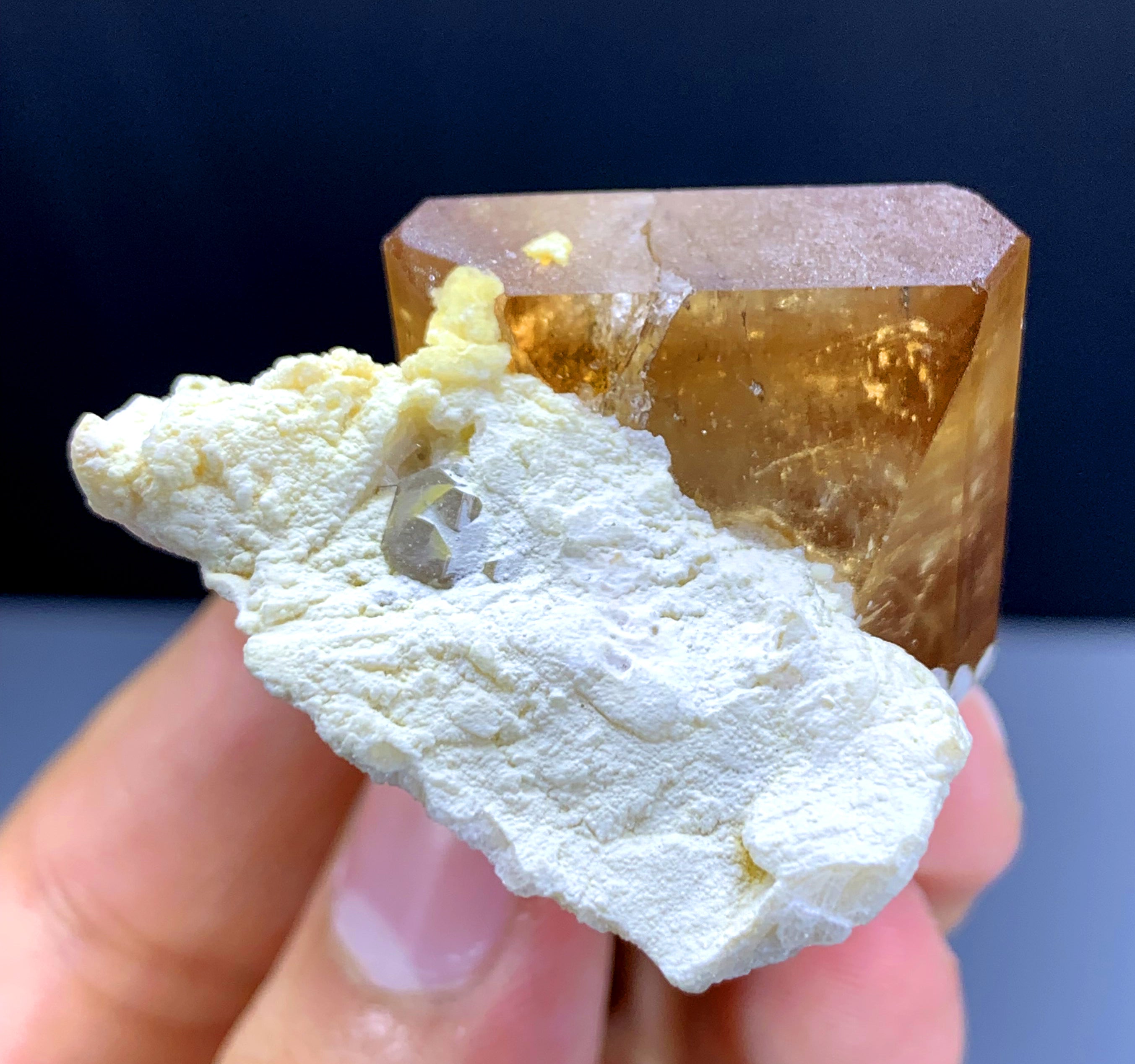 Natural Terminated Topaz Crystal on Albite from Pakistan - 52 gram