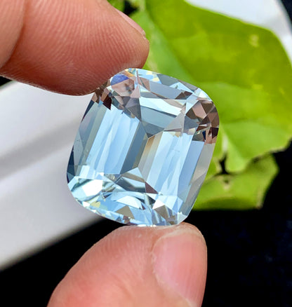Cusshion Cut Natural Aquamarne Gemstone, Loose Gemstone, Aqua Faceted Cut Stone, Gemstone Jewelry - 23.25 CT