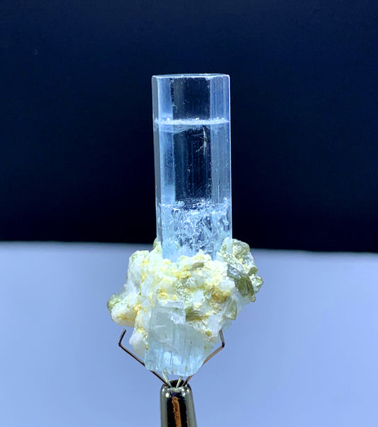 Transparent Blue Aquamarine on Albite from Shigar valley Pakistan - 10 grams