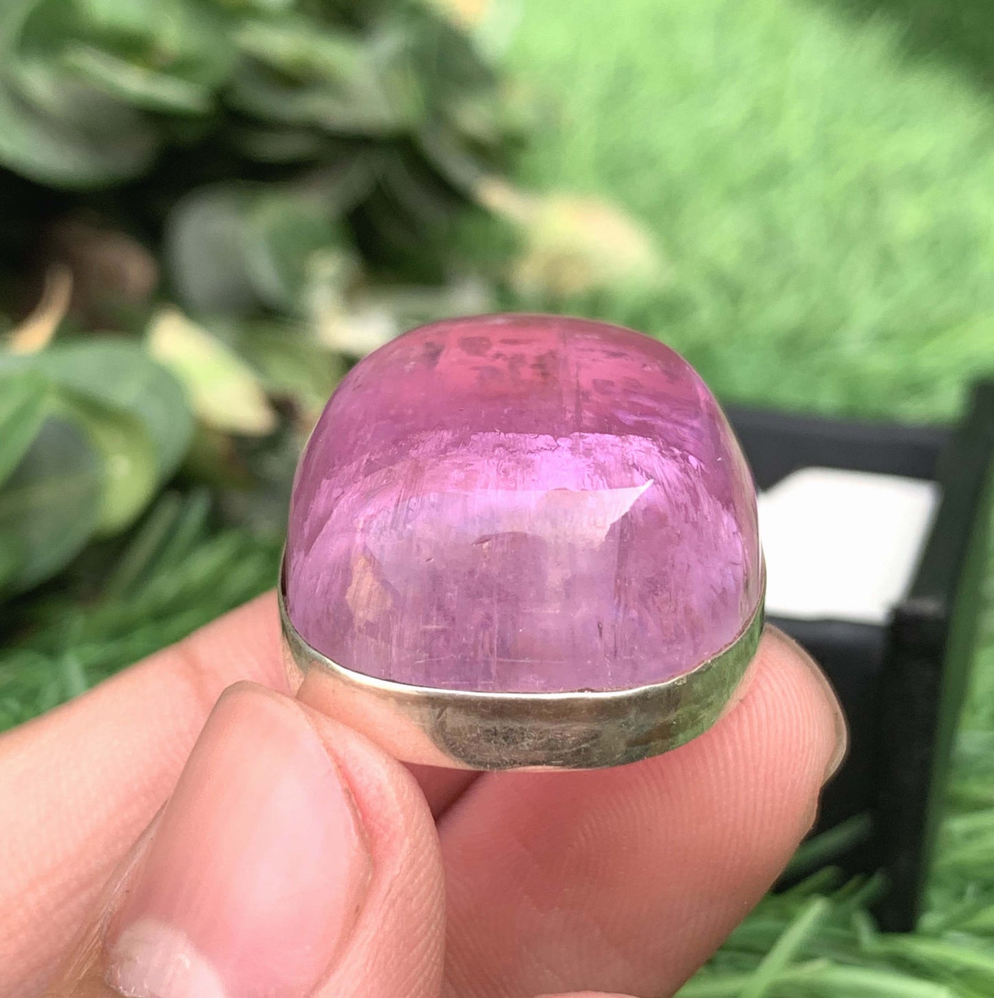Polished Fuchsia Pink Kunzite On Silver Pendant, Kunzite Neckalce From Afghanistan - 21 gm