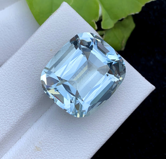 Cusshion Cut Natural Aquamarne Gemstone, Loose Gemstone, Aqua Faceted Cut Stone, Gemstone Jewelry - 23.25 CT