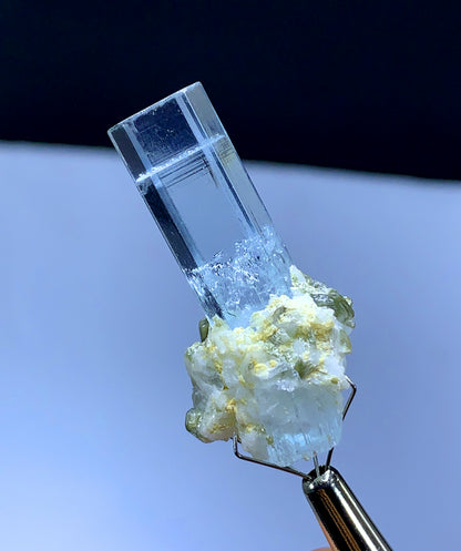 Transparent Blue Aquamarine on Albite from Shigar valley Pakistan - 10 grams