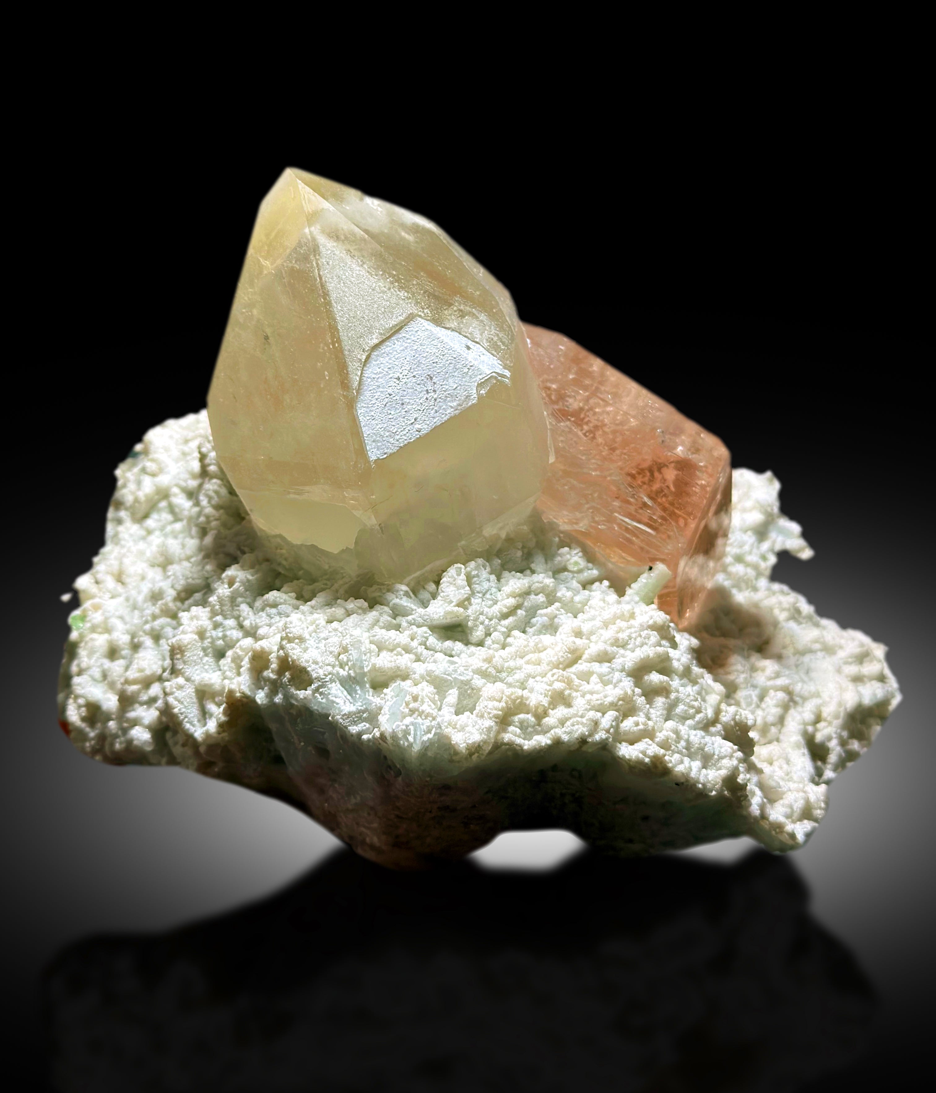 Exquisite Peach Pink Color Morganite with with Green Tourmalines Quartz and Albite, Morganite Specimen from Dara-i-Pech Afghanistan - 1412 g