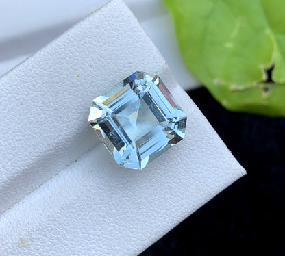 Asscher Cut Natural Aquamarne Gemstone, Loose Gemstone, Aqua Faceted Cut Stone, Gemstone Jewelry - 6.60 CT
