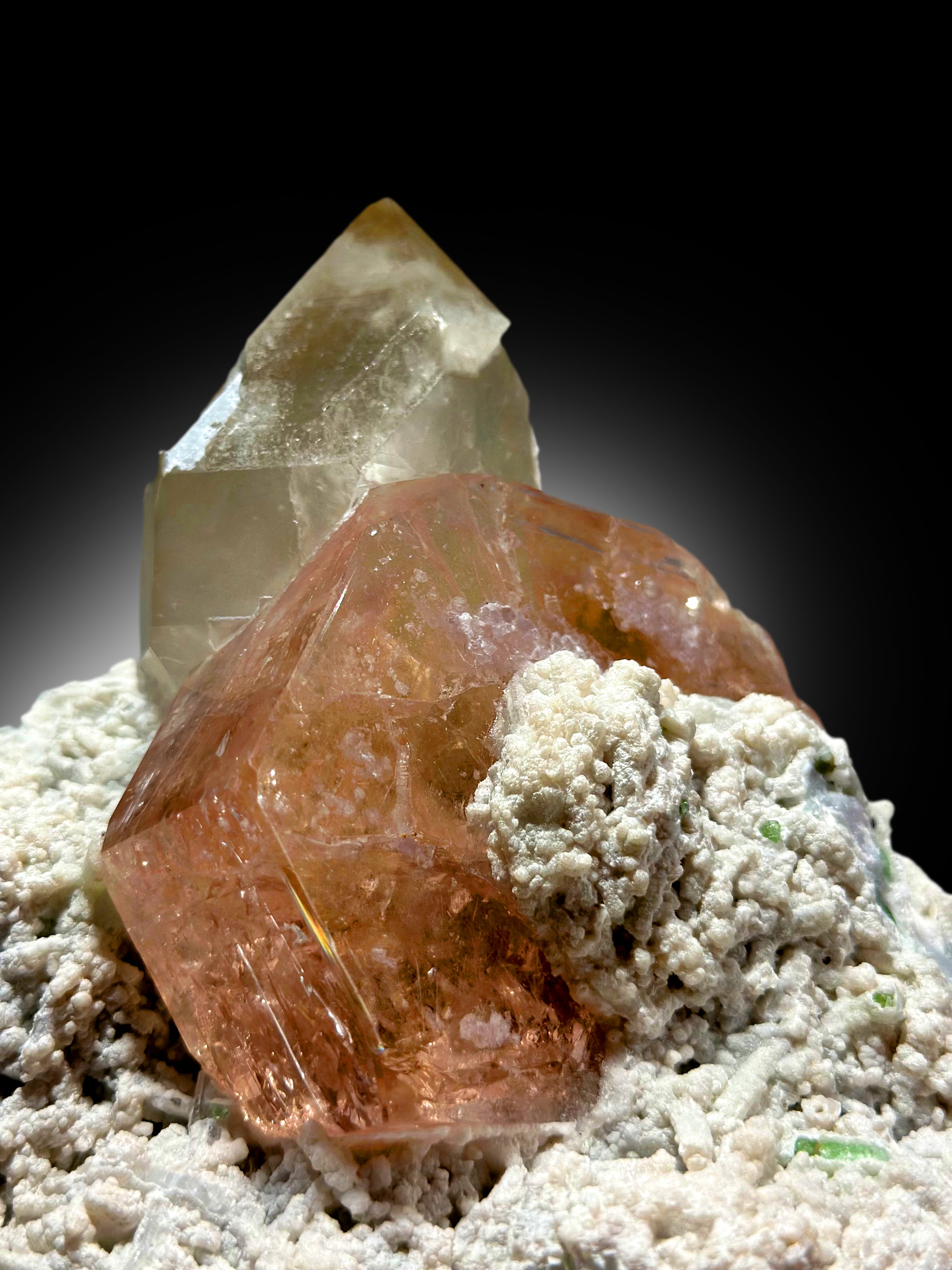 Exquisite Peach Pink Color Morganite with with Green Tourmalines Quartz and Albite, Morganite Specimen from Dara-i-Pech Afghanistan - 1412 g