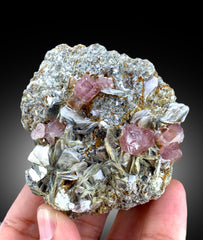 Natural Pink Color Apatite Crystals with Mica, Apatite Specimen, Raw Mineral, Apatite from Skardu Pakistan - 184 gram