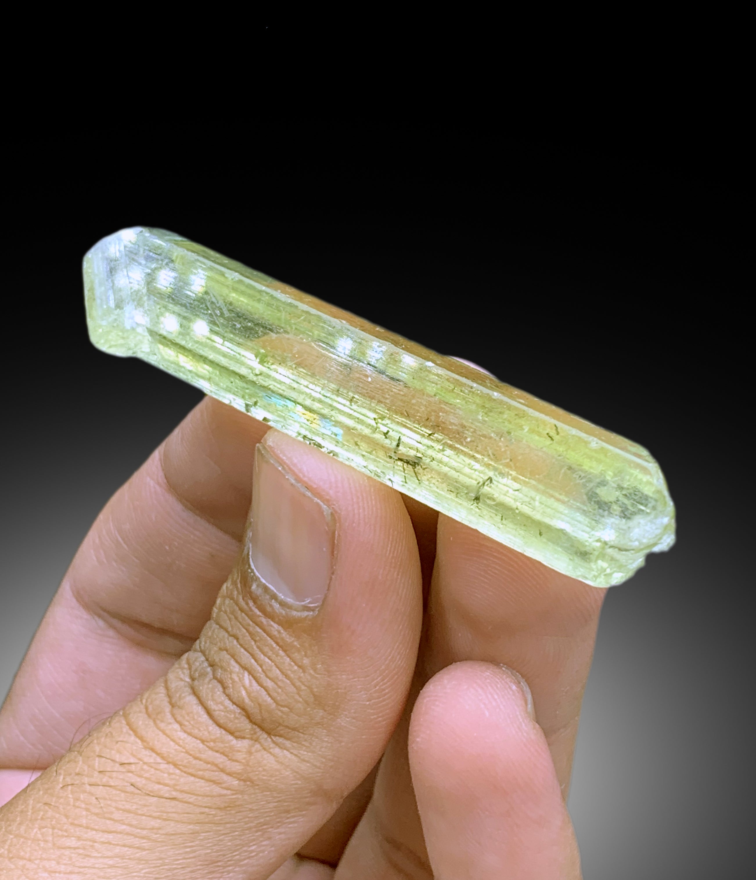 Transparent Yellow Color Heliodor with Schorl Tourmaline Inclusions, Heliodor Crystal from Skardu Pakistan - 20 gram