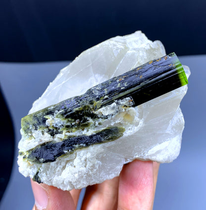 Green Cap Tourmaline Crystals on Quartz from Pakistan - 203 gram