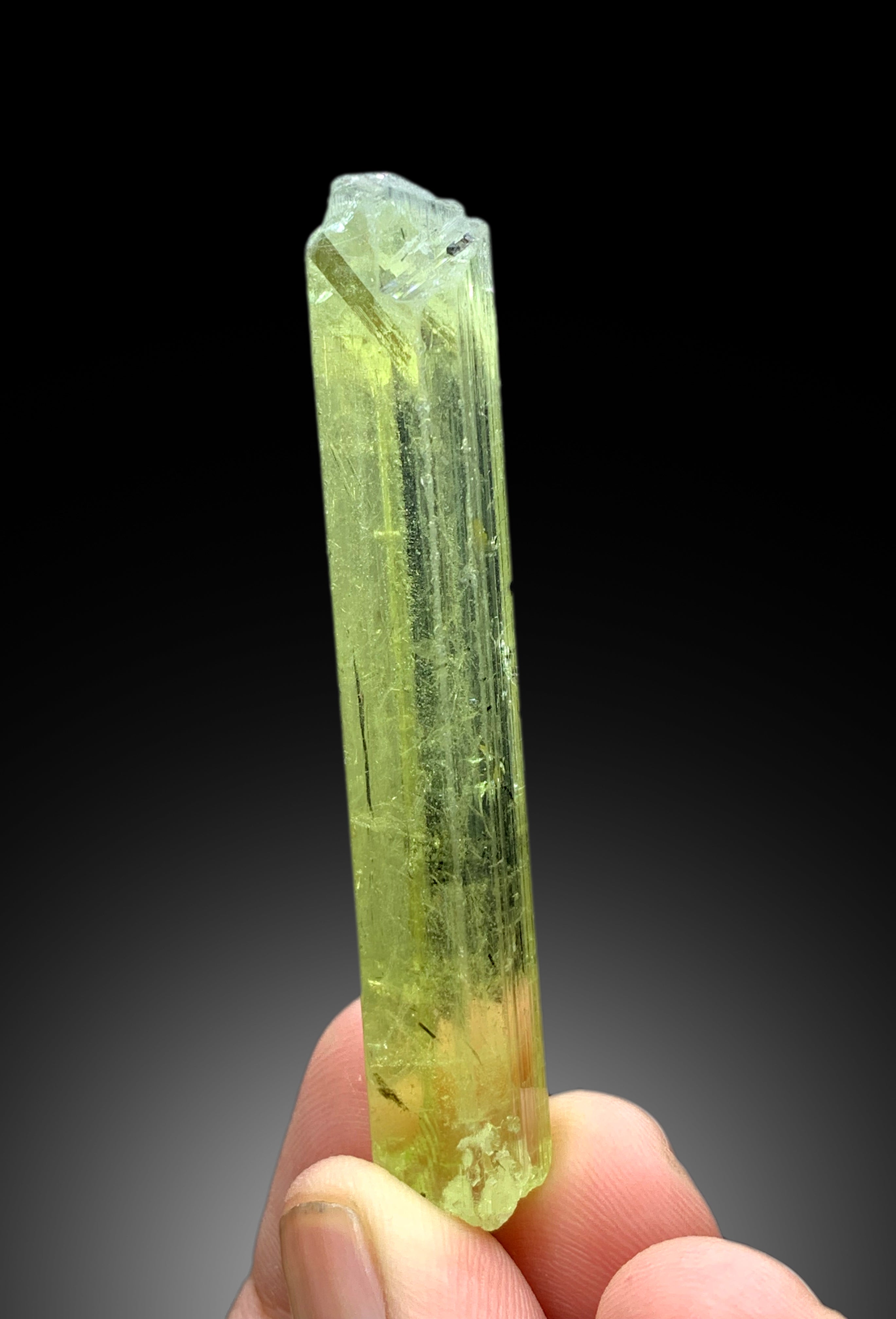 Transparent Yellow Color Heliodor with Schorl Tourmaline Inclusions, Heliodor Crystal from Skardu Pakistan - 20 gram