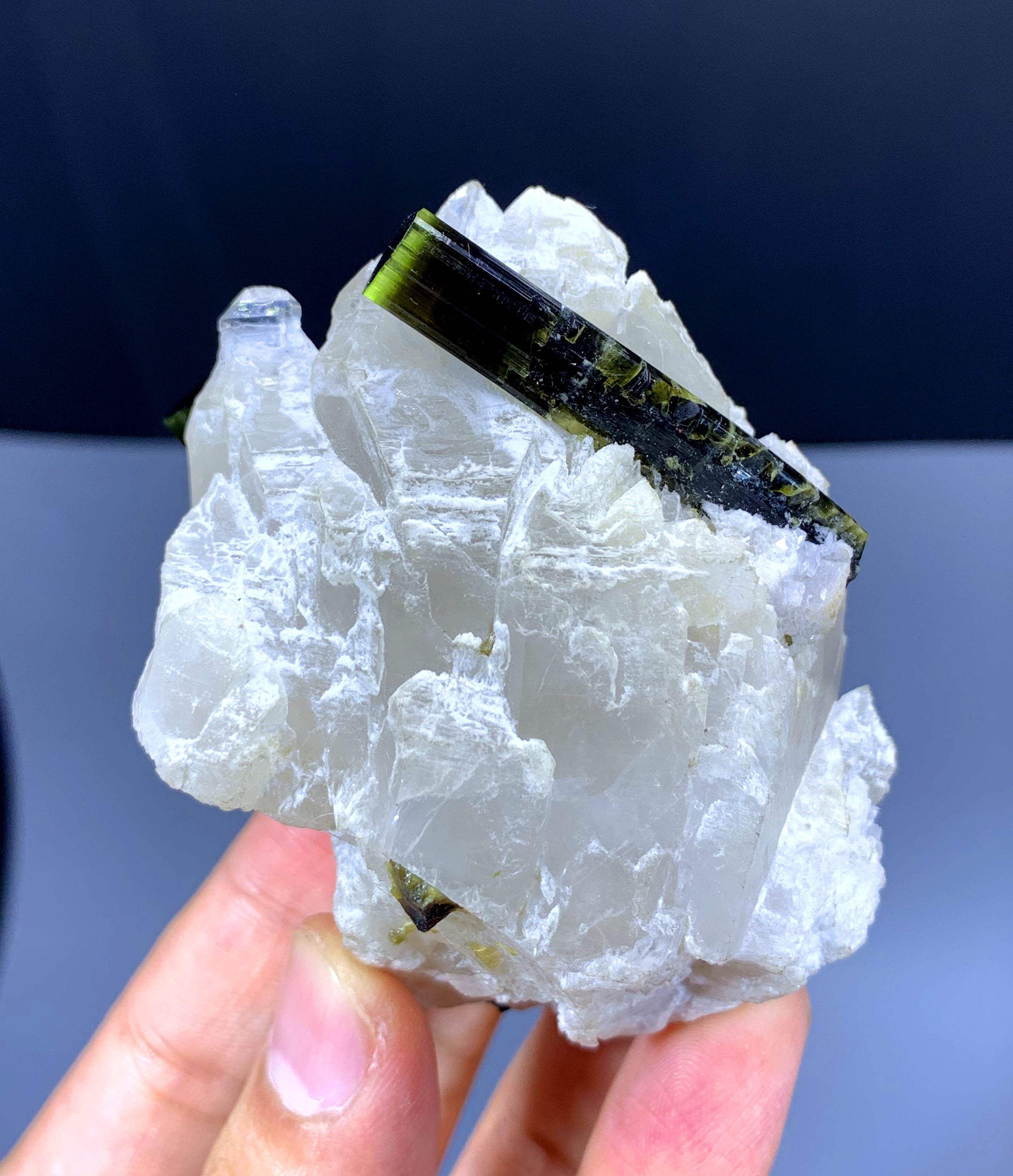 Green Cap Tourmaline Crystals on Quartz from Pakistan - 203 gram