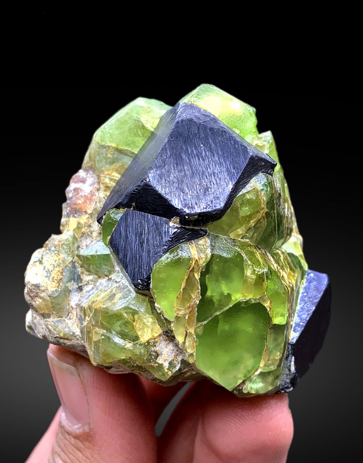 Lush Green Peridot with Magnetite from Pakistan - 185 gram