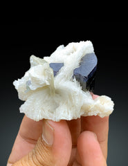 Natural Blue Cap Tourmaline Crystal with Cleavelandite Albite and Mica from Paprok Afghanistan - 74 gram