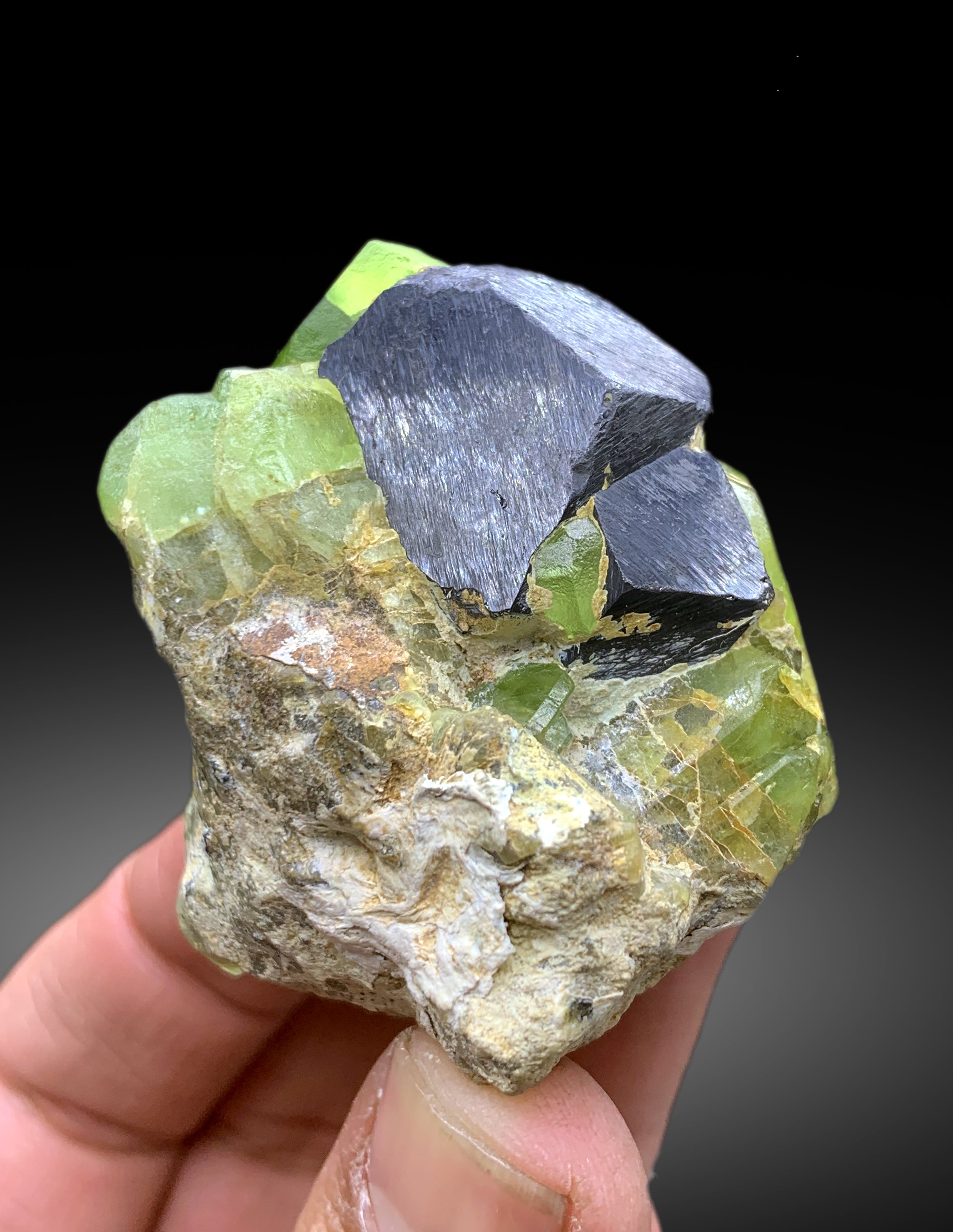 Lush Green Peridot with Magnetite from Pakistan - 70 gram