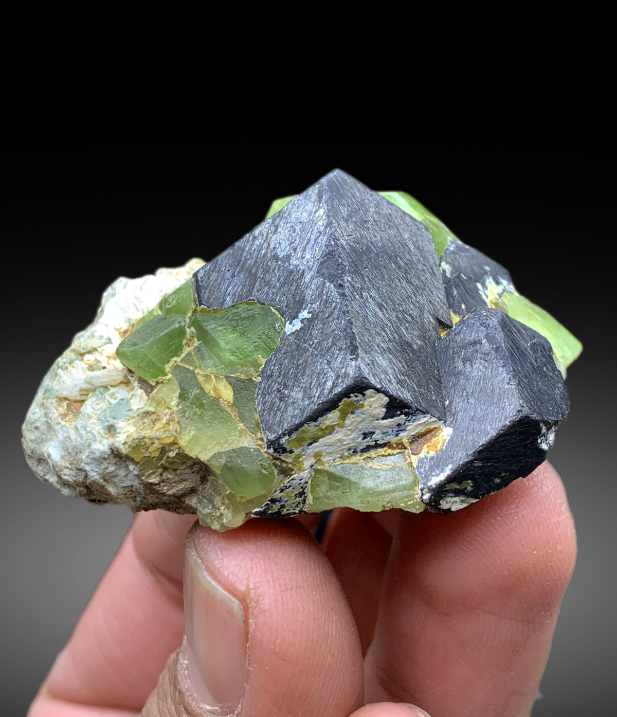 Lush Green Peridot with Magnetite from Pakistan - 70 gram