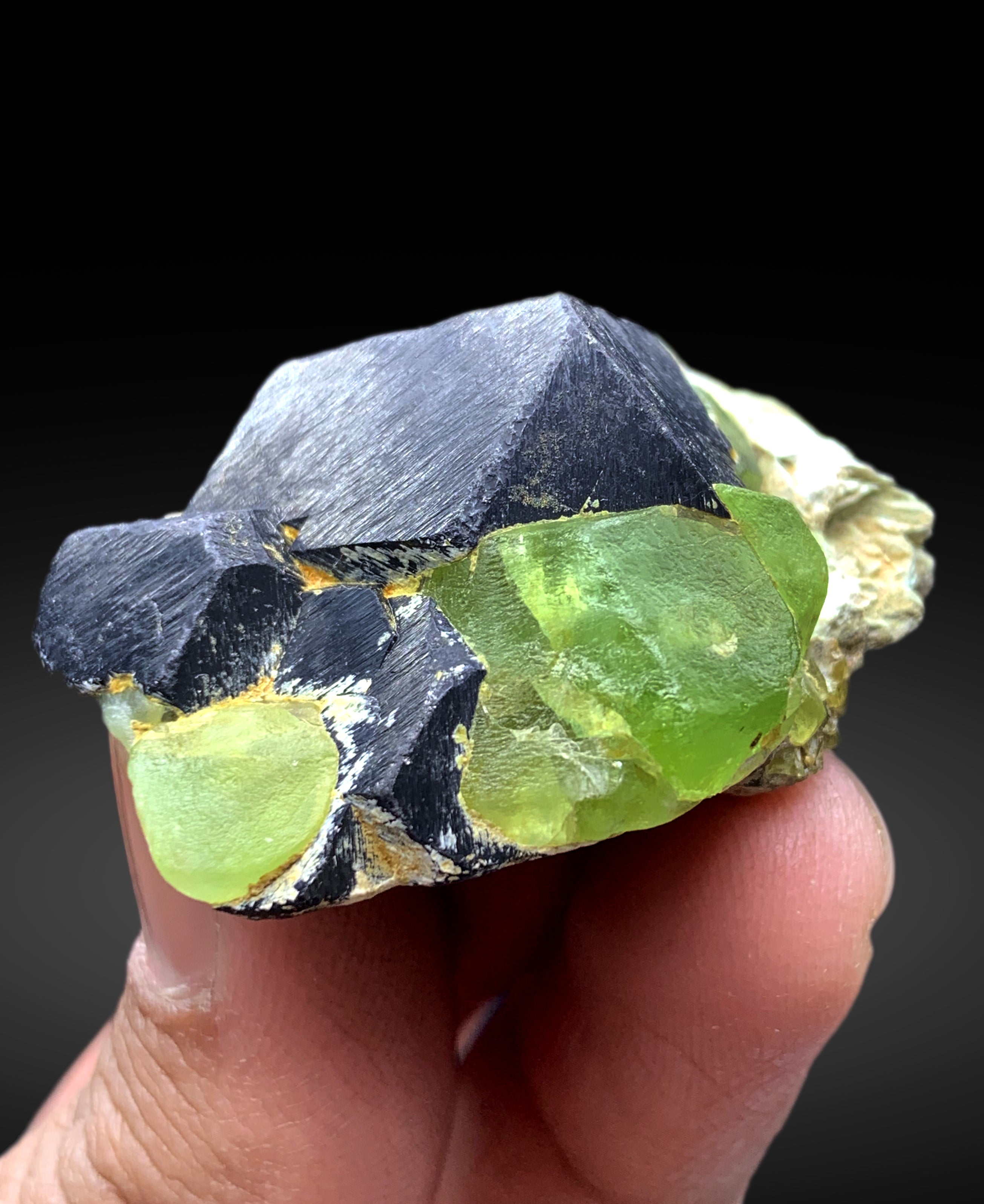 Lush Green Peridot with Magnetite from Pakistan - 70 gram