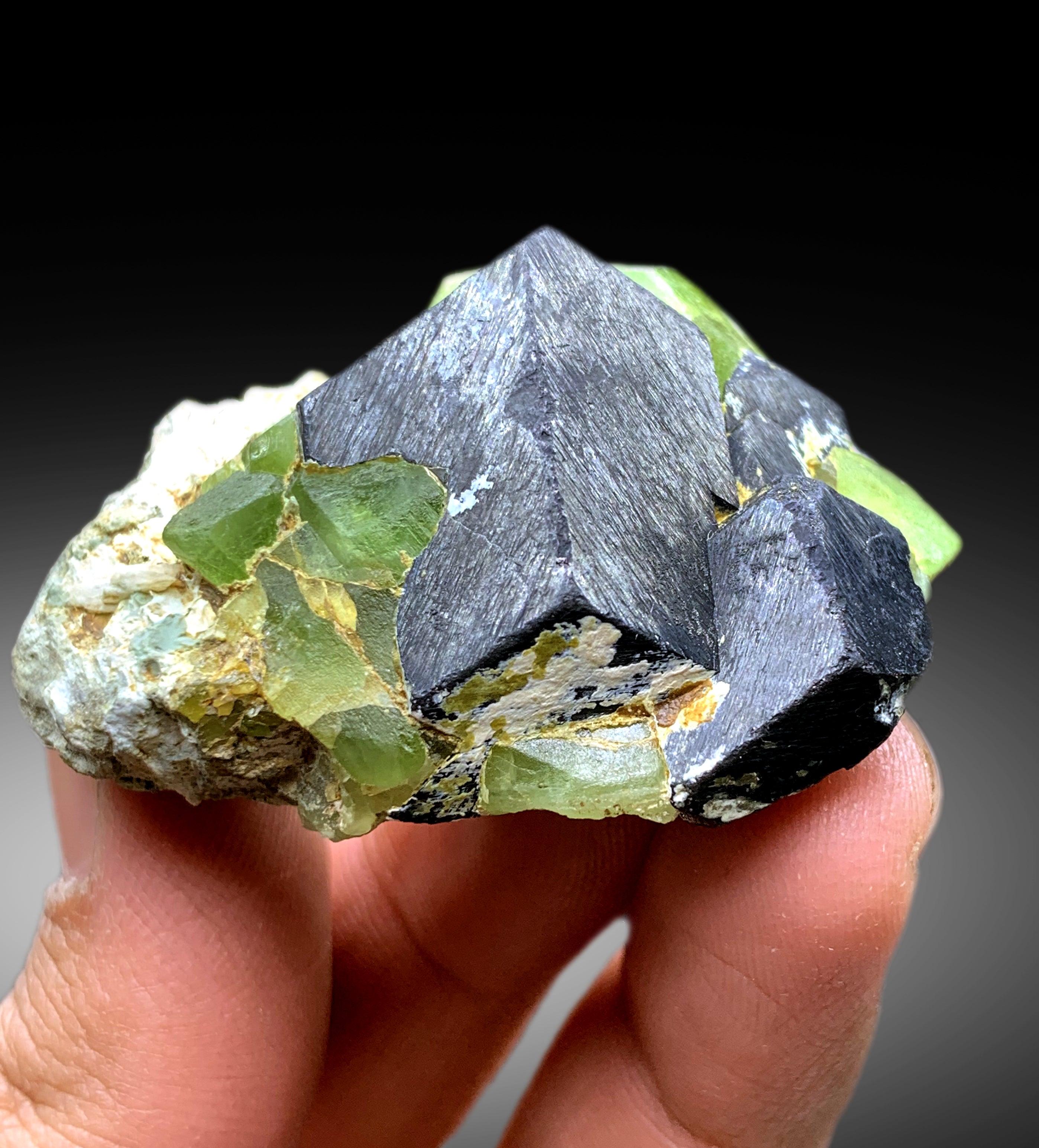 Lush Green Peridot with Magnetite from Pakistan - 70 gram