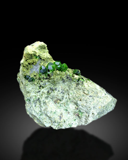 Green Demantoid Garnet Crystals on Matrix, Natural Demantoid Specimen - 920 gram