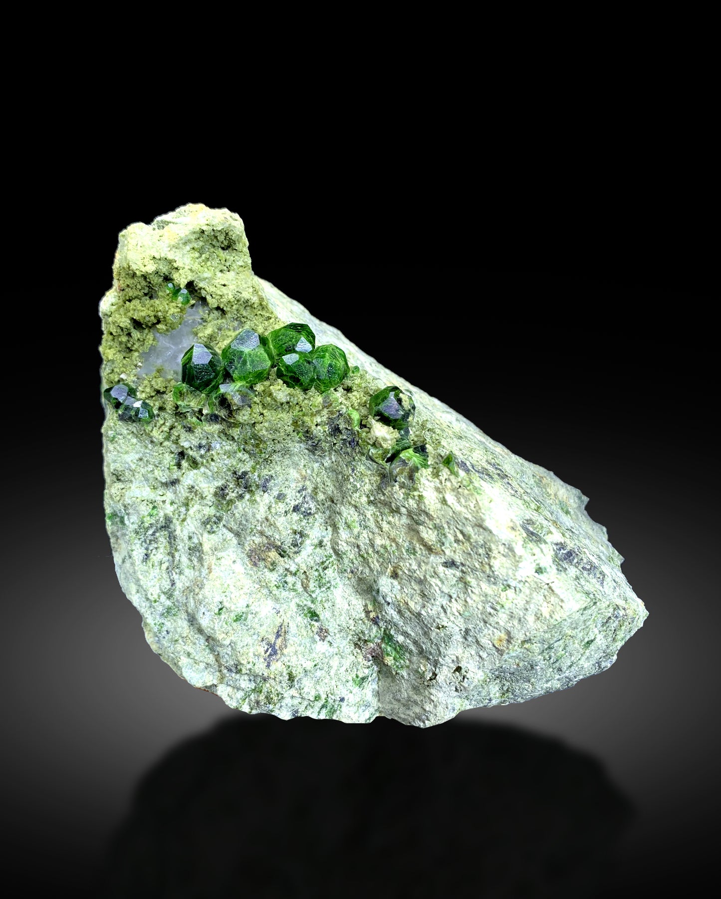 Green Demantoid Garnet Crystals on Matrix, Natural Demantoid Specimen - 920 gram