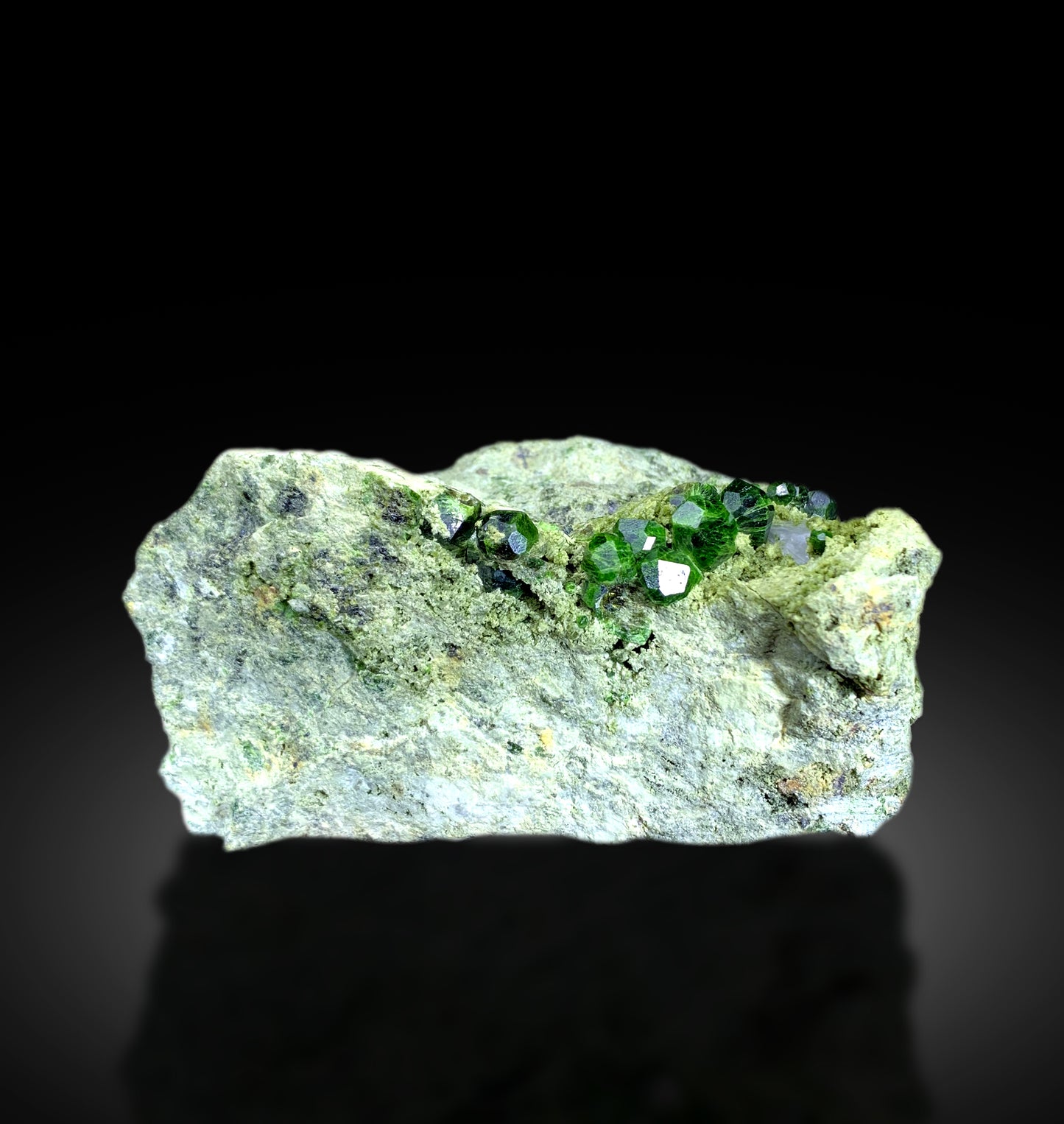 Green Demantoid Garnet Crystals on Matrix, Natural Demantoid Specimen - 920 gram
