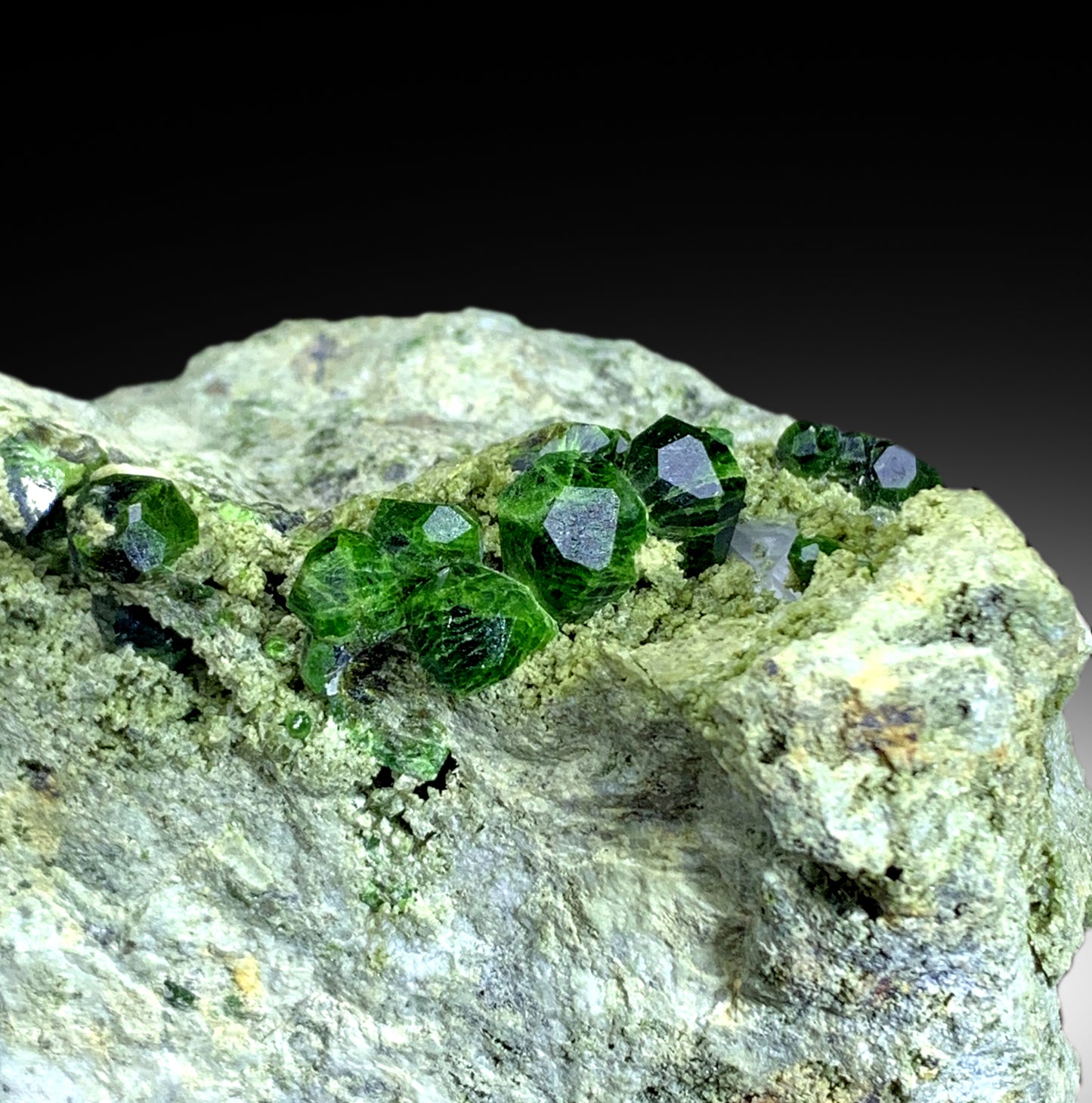 Green Demantoid Garnet Crystals on Matrix, Natural Demantoid Specimen - 920 gram