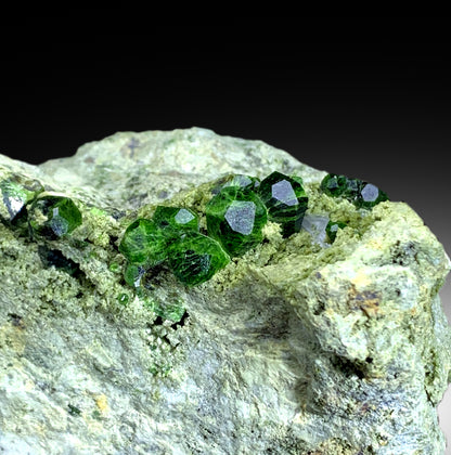 Green Demantoid Garnet Crystals on Matrix, Natural Demantoid Specimen - 920 gram