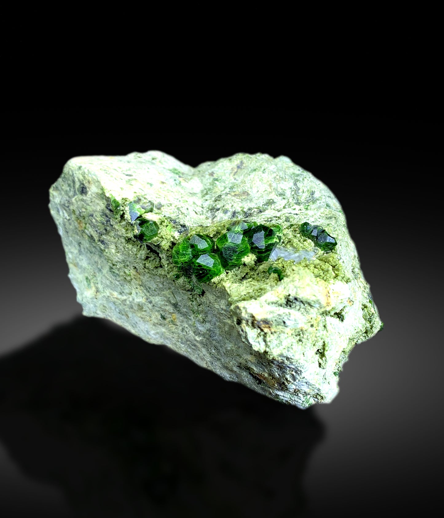 Green Demantoid Garnet Crystals on Matrix, Natural Demantoid Specimen - 920 gram