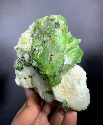 Green Diopside Crystals On Matrix From Afghanistan - 543 Grams