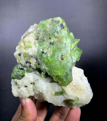 Green Diopside Crystals On Matrix From Afghanistan - 543 Grams