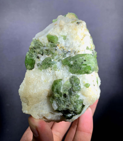 Green Diopside Crystals On Matrix From Afghanistan - 543 Grams