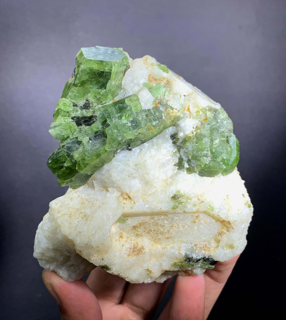 Green Diopside Crystals On Matrix From Afghanistan - 543 Grams